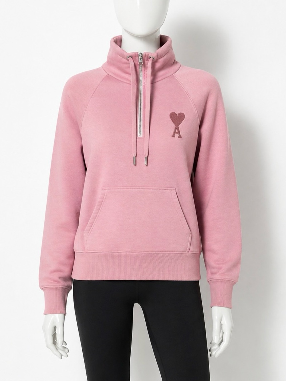 Ami de Coeur pink Half-Zip sweatshirt high neck with Heart Logo